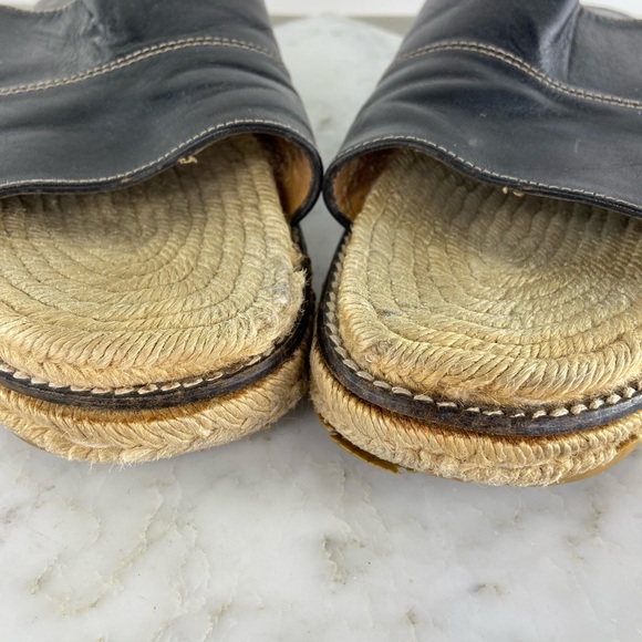 LAST DAY!!!    Coach Black Leather Espadrille Slide Sandals - Picture 5 of 11
